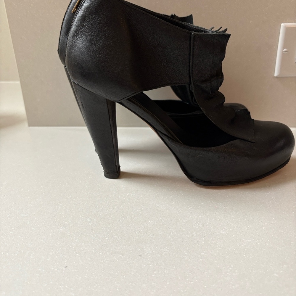 Loeffler Randall Black High Heel Ruffle Shoes